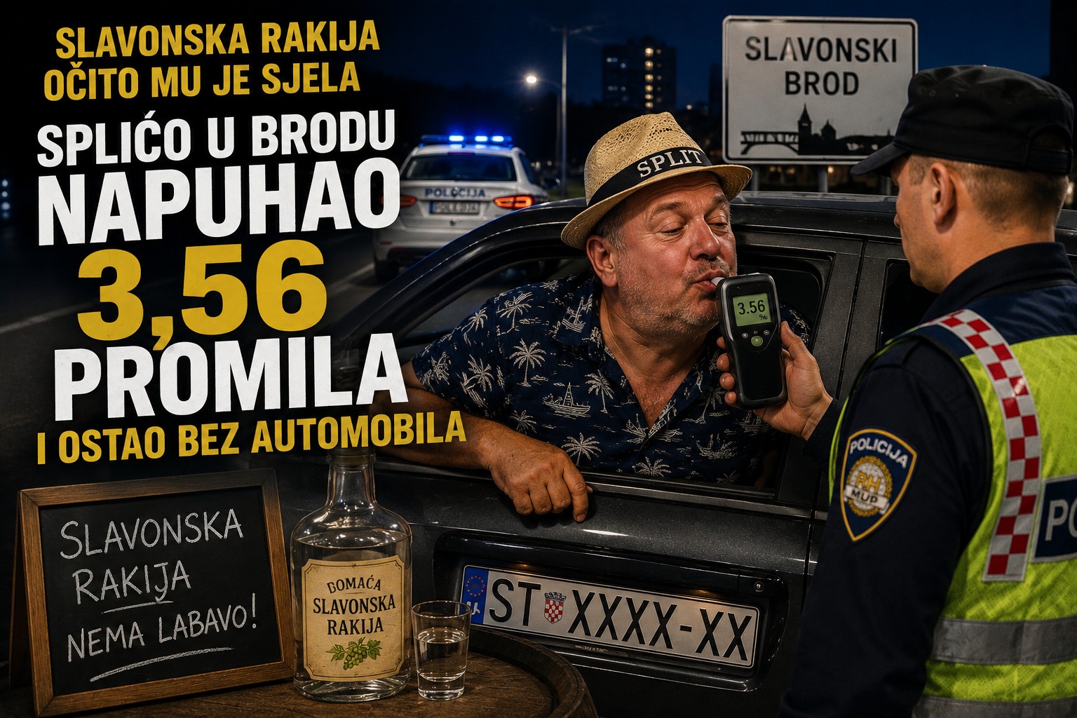 Splićo u Brodu napuhao 3,56 promila i ostao bez automobila