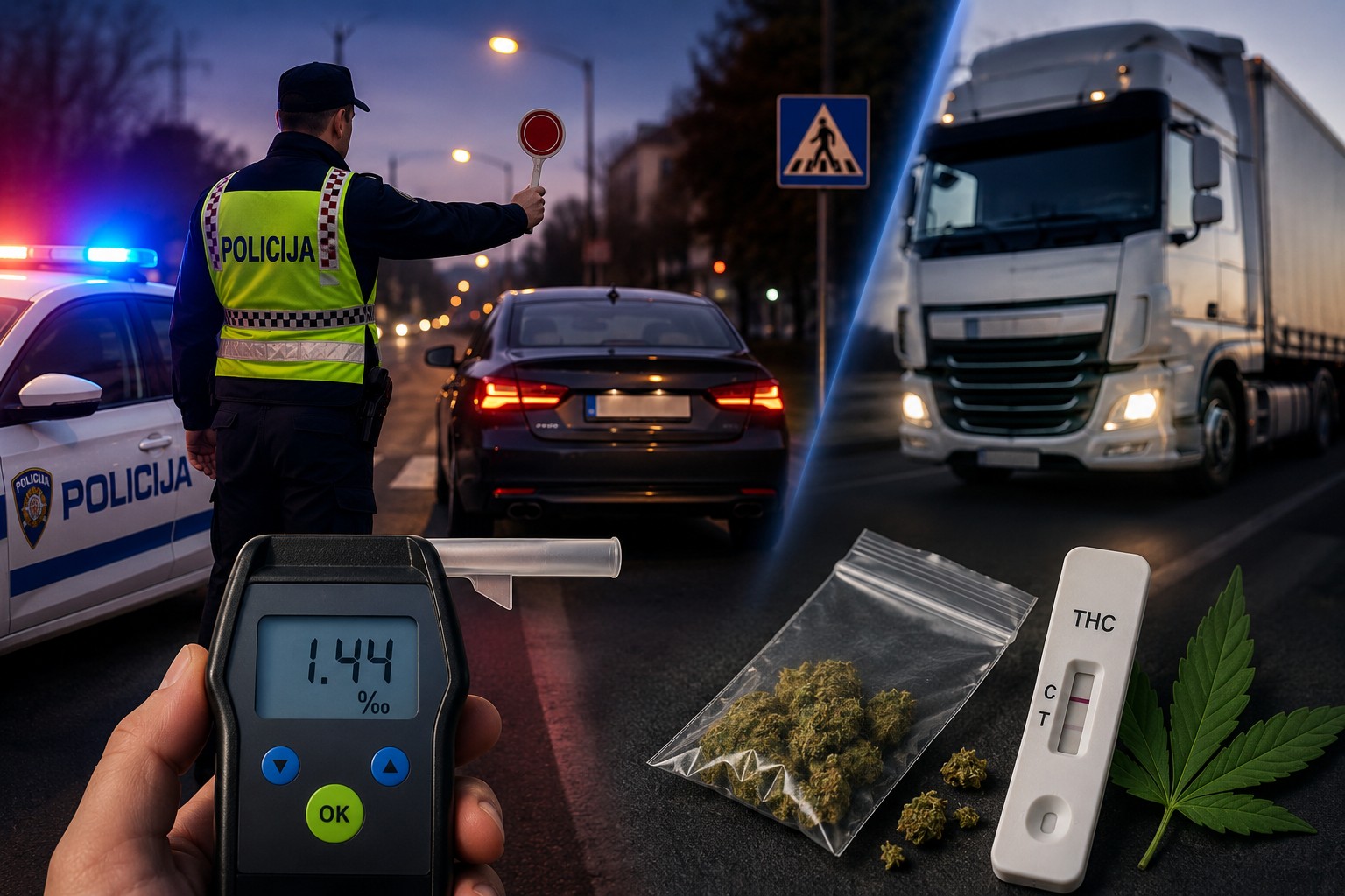 Pijani vozač bježao policiji kroz Slavonski Brod, drugi za volanom teretnjaka bio pod utjecajem THC-a