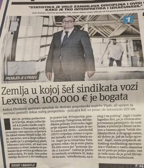 Dok građani stežu remen, sindikalni čelnik vozi Lexus od gotovo 100.000 eura