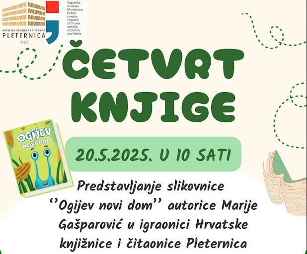 Predstavljanje slikovnice "Ogijev novi dom" autorice Marije Gašparović u sklopu projekta "Četvrt knjige"