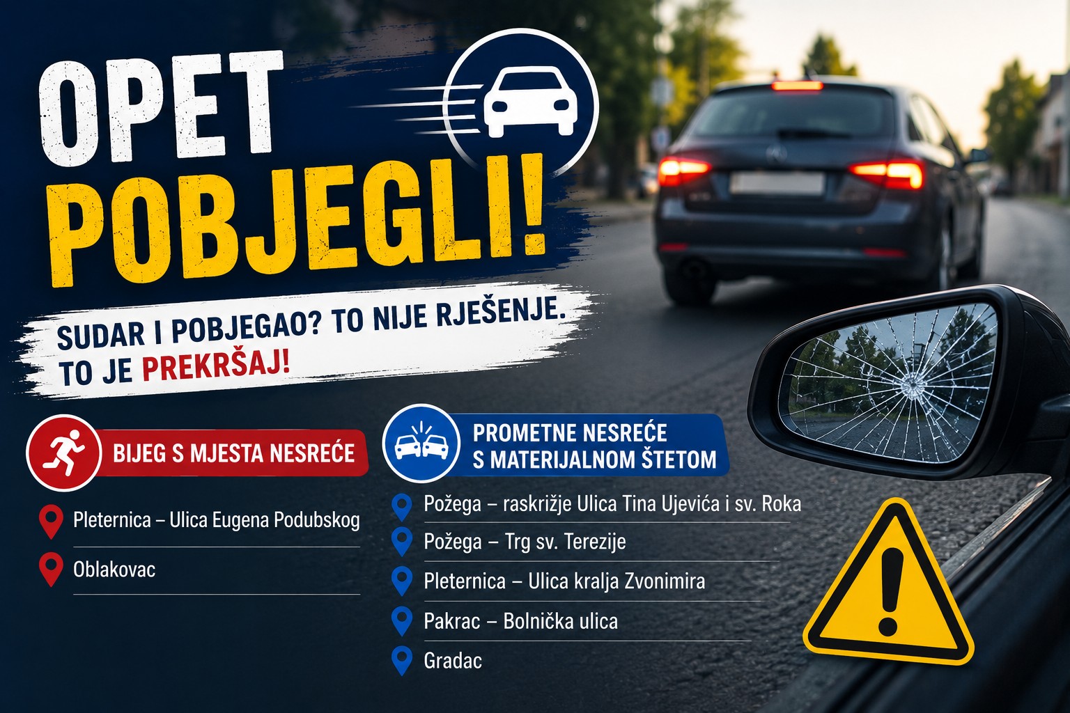 Sve više vozača nakon sudara napušta mjesto nesreće