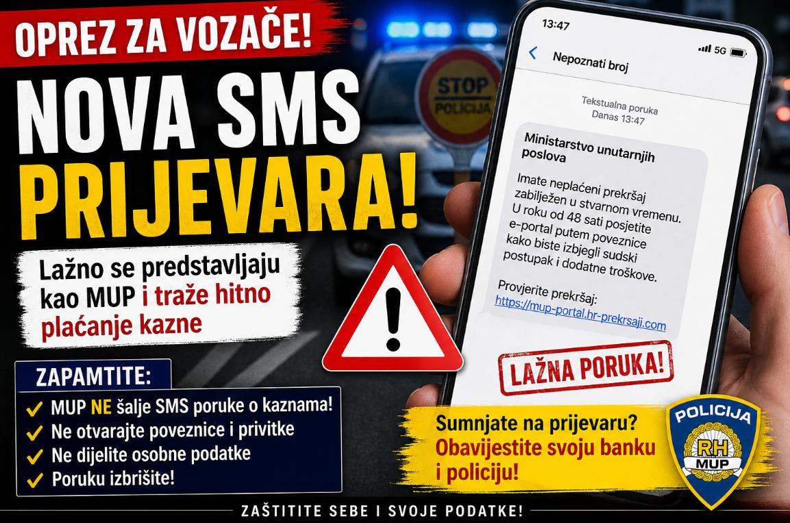 Nova SMS prijevara kruži Hrvatskom: lažno se predstavljaju kao MUP i traže hitno plaćanje kazne