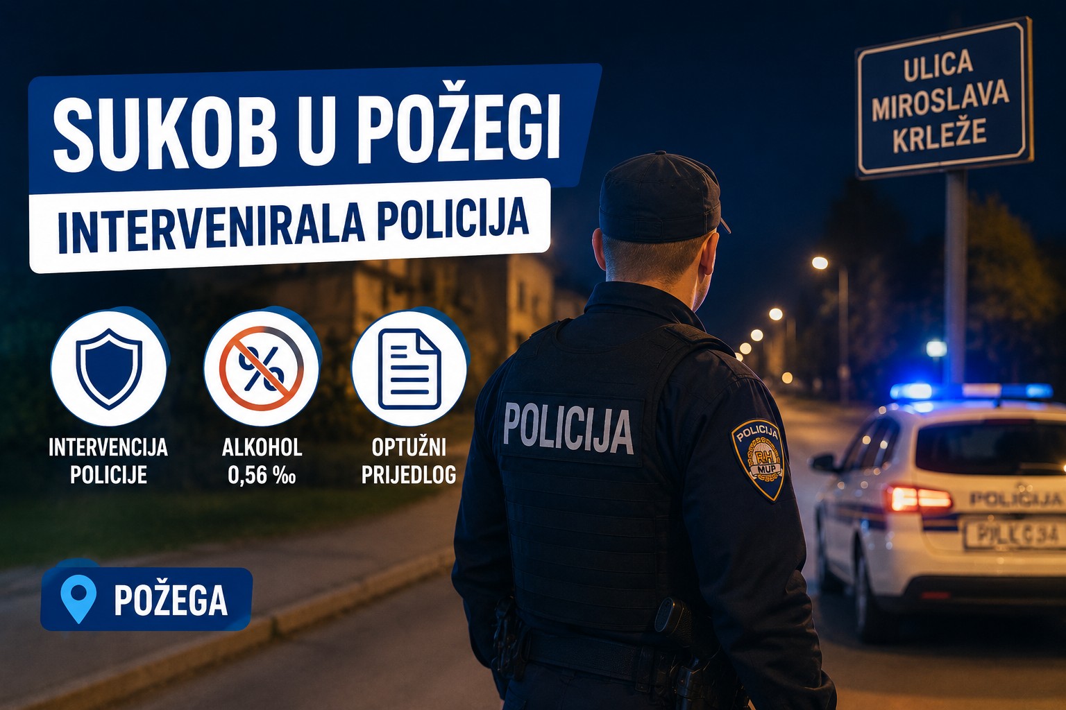 Sukob na ulici u Požegi završio intervencijom policije